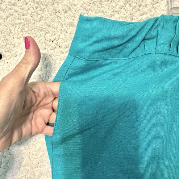 Ashley Stewart Linen Blend Boho Pants Pockets WideLeg  Sea Green Womens 22W - Picture 8 of 11